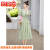 abqd夏气质淑女时尚潮流清新设计感高腰A字纯色连衣裙 绿色 M(90斤-105斤)