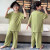 戏狐男童夏装睡衣2024新款中大童男孩洋气家居服套装儿童薄款空调服潮 绿色 130cm