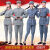 红军演出服成人红男女同款抗战八路服装舞蹈装表演工作服 棉麻红灰色 M 160