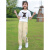 安錔女童夏装新款洋气儿童网红套装中大童夏季韩版时髦运动两件套 黄色二格小熊 110cm
