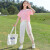 乔丹女童休闲套装2024新款儿童夏季薄款衣服女孩时髦短袖两件套潮 粉色 160cm(160cm)