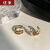 优束925银春夏耳环简约金属港风设计耳环气质精致感c形双层耳钉 金色