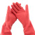 赫思迪格 加厚乳胶手套 牛筋加长橡胶手套 洗衣洗碗清洁手套红色38cm长 M码10双 JG-1697