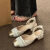 西马驼（XIMATUO）法式包头凉鞋女夏季中跟2023新款秋季小香风配裙子粗跟玛丽珍单鞋 黑色 35 标准码