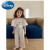 迪士尼女童套装2024韩版夏季新款儿童卡通短T恤女宝宝格子休闲长裤洋气 白色蘑菇T恤 80cm