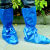一次性鞋套养殖场脚套绑带高筒防雨塑料牧场养猪场用厚防尘水鞋罩 蓝色绑带款100只46码内