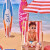 红白蓝白条纹沙滩伞沙滩椅海滩旅拍婚纱拍照海边外景摄影道具套装 款二冲浪板（120*26）