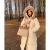 狮奥利兴极地防寒服零下五十度2024年冬季长款连帽棉衣宽松加厚韩版大毛领 奶白色 XS 建议80-95斤