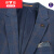 雅鹿品牌高档西装男套装中青年商务正装外套西服两件套职业装西裤套装 深蓝色 165/S