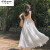 艾格2024新款沙滩裙露背高腰白色长裙夏季仙女裙三亚海边度假裙吊带的 白色 S