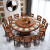 太将玖新中式实木餐桌现代家用客厅餐厅吃饭桌子 1.8米圆桌+12椅带转盘