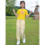 安錔女童夏装新款洋气儿童网红套装中大童夏季韩版时髦运动两件套 黄色二格小熊 110cm