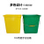 无盖手提垃圾桶大号四色分类商用办公厨房家用方形户外环卫 20L绿色