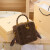 伯姿莉（BAIZILI）品牌牛皮包包女包2023新款时尚真皮手提方盒包小方包单肩斜挎小包 咖啡色（专柜礼盒套装）