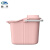 魅祥 拖把桶 塑料加厚带轮墩布桶 挤水桶 简易手动地拖桶 粉红色