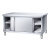 焊接不锈钢工作台厨房操作台面储物柜商用烘焙切菜桌子带拉门案板 双通焊接款工作台 100x60x80cm
