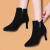 古奇天伦短靴女新款马丁靴粗跟时装靴侧拉链软底加绒保暖女靴子 黑色9709-1 34
