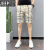 吉普（JEEP）超火夏季薄款五分格子沙滩裤2024新款直筒5分休闲短裤子男士裤衩 卡其色 L