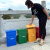 上海30l带盖把手提铁皮方桶40l户外垃圾圆形油漆桶收纳果皮箱铝塑 圆桶带盖30L有绿/红