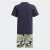 阿迪达斯 （adidas）时髦运动短袖衣服套装男小童春夏三叶草 暗灰藏青/酸绿/白 116cm(116cm)