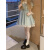 德洛宾蓬蓬裙小个子公主连衣裙仙气夏季新款法式甜美ins领蓝色公主连衣 蓝色连衣裙高品质 S（8095斤）