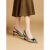 芳临（FANGLIN）品牌国风新中式真皮包头凉鞋女士2024夏季新款尖头细跟高跟鞋女 绿色 34