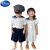 迪士尼（Disney）夏新款男童海军领短袖短裤两件套女童学院风连衣裙儿童兄妹装潮 套装 140cm
