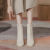 Mac Jabags法式感短靴女2023秋新款粗跟气质显瘦高跟白色方头马丁靴 米色7厘米[单里] 35