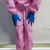紫羲（ZXFH.NET）细斜纹立领防护服男女医师卫生美容服化学试验白大褂工作服 粉红色 2XL
