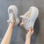AI牛皮小白鞋女2024夏季新款新中式厚底内增高女鞋休闲板鞋透气网鞋 金色 36