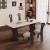 秀迪宣法式岩板实木餐桌长方形全现代简约ins风涟漪白蜡木高端复古餐桌 （1.8米桌+4椅）组合