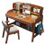 桠棠书桌家用卧室学生写字桌可升降实木书桌带书架