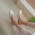 EBRUK MARE法式温柔仙女珍珠方头高跟鞋女春夏季白色细跟包头凉鞋后空单鞋 米白色 偏大 34