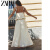 ZARA24夏季新品 女装 白色镂空刺绣迷笛长裙 8741078712 本白 L (175/78A)