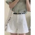 艾格学院风纯棉衬衫女夏季女装新款小个子学生短袖上衣设计感小众衬衣 白色 S