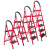京文 红色加厚折叠人字梯 多功能人字梯便携多用储物登高梯子 红色6步梯