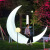 定制发光月亮灯户外景区庭院装饰灯弯月座椅打卡月牙太阳能月球灯 1.4米月亮+1个星星+1个球
