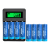 定制通用5号锂电池可充电大容量话筒指纹锁五七号1.5v通用充电器7号 8槽转灯快充+4节5号3400mwh+4节7号11