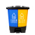 垃圾分类垃圾桶商用学校干湿有害厨余三合一脚踩双桶100L带盖 80升绿色厨余+灰色其他 送垃圾