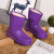 冬季加绒保暖棉雨鞋EVA防寒雨靴厂泡沫水鞋防滑耐油胶鞋中筒 902紫色（中筒加棉） 46-47
