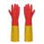 群生天然乳胶双色手套加长加厚橡胶家务防水超长耐油防污手套 红＋黄(群生双色 1双价格) L