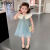 迪士尼（Disney）韩版夏季女童洋气时髦娃娃领纱裙2024新款女宝宝甜美连衣裙公主裙 蓝色单裙子 90cm 【建议80-90cm 1-2周岁】