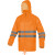 代尔塔407400 EN400LV 荧光雨衣套装PVC涂层涤纶面料反光衣 上衣+裤子 橙色 XXL 