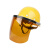 电焊防护罩安全帽面罩焊工专用防护打磨切割割草焊帽子头戴式面具 【黄】安全帽+支架+茶色屏