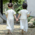 姣霓2024夏季新款国风新中式短袖汉服套装儿童六一节表演服两件套 白色（男童） 薄款 90cm