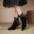 朵蕾汀高跟鞋冬季女5厘米粗跟尖头短靴法式性感蕾丝水钻短靴女高跟鞋202 黑色 35