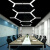 LED造型灯创意六边形Y形办公室吊灯健身房网咖异形人字形六角灯具 玫红色