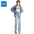 真维斯（Jeanswest）阔腿牛仔裤女2024年夏季新款浅蓝高腰窄版直筒烟管裤 深蓝色长裤 XS
