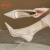 鞋柜（shoebox）达芙妮集团旗下高跟鞋女透气蕾丝网纱夏季设计感气质尖头细跟单鞋 米色 39