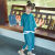迪士尼汉服女儿童唐装中国风童装宝宝民国风古装全套分体国潮复古风长袖 绿色--整套 90